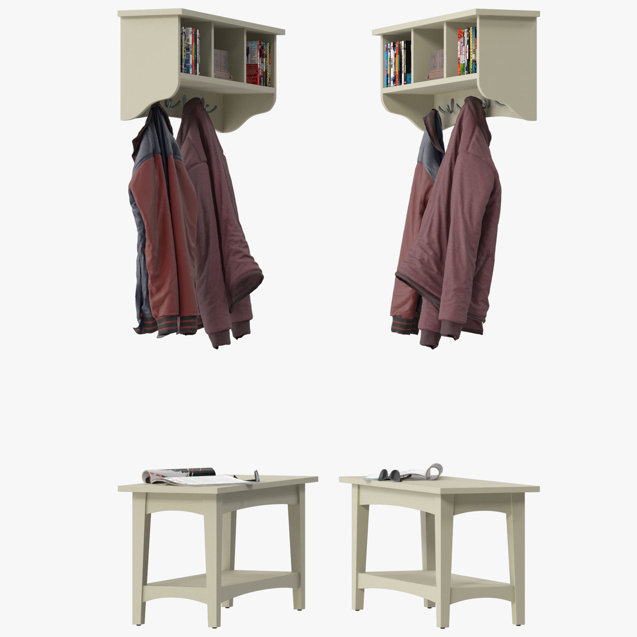 Wall Mounted Coat Hook Storage Unit 3D model CGTrader