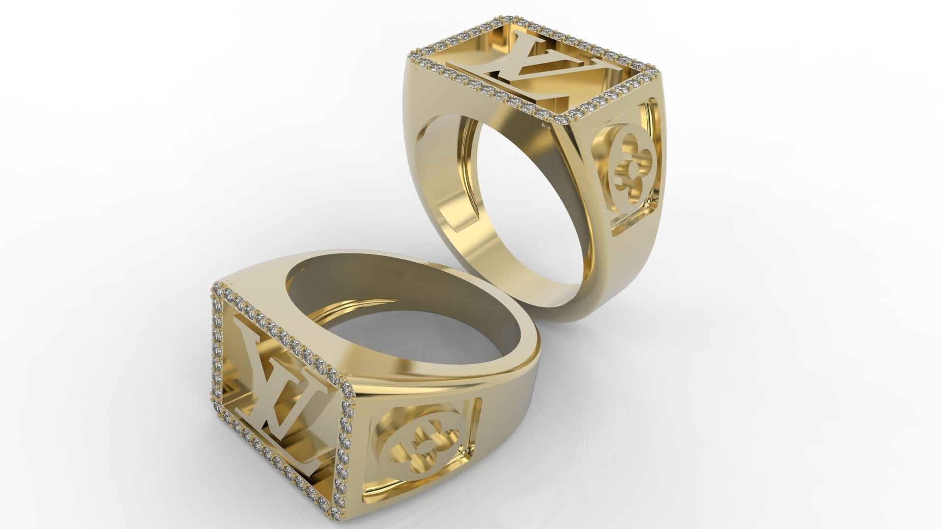 Louis vuitton LV ring men man gems 3D model 3D printable CGTrader