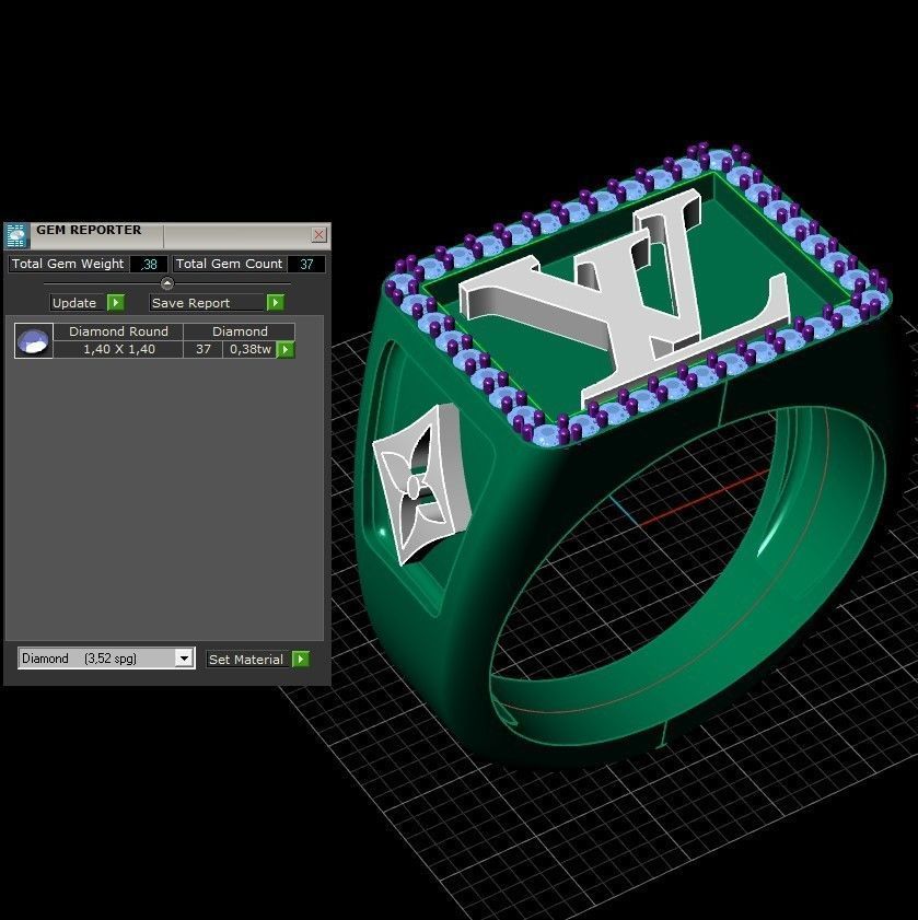 Louis vuitton LV ring men man gems 3D model 3D printable CGTrader