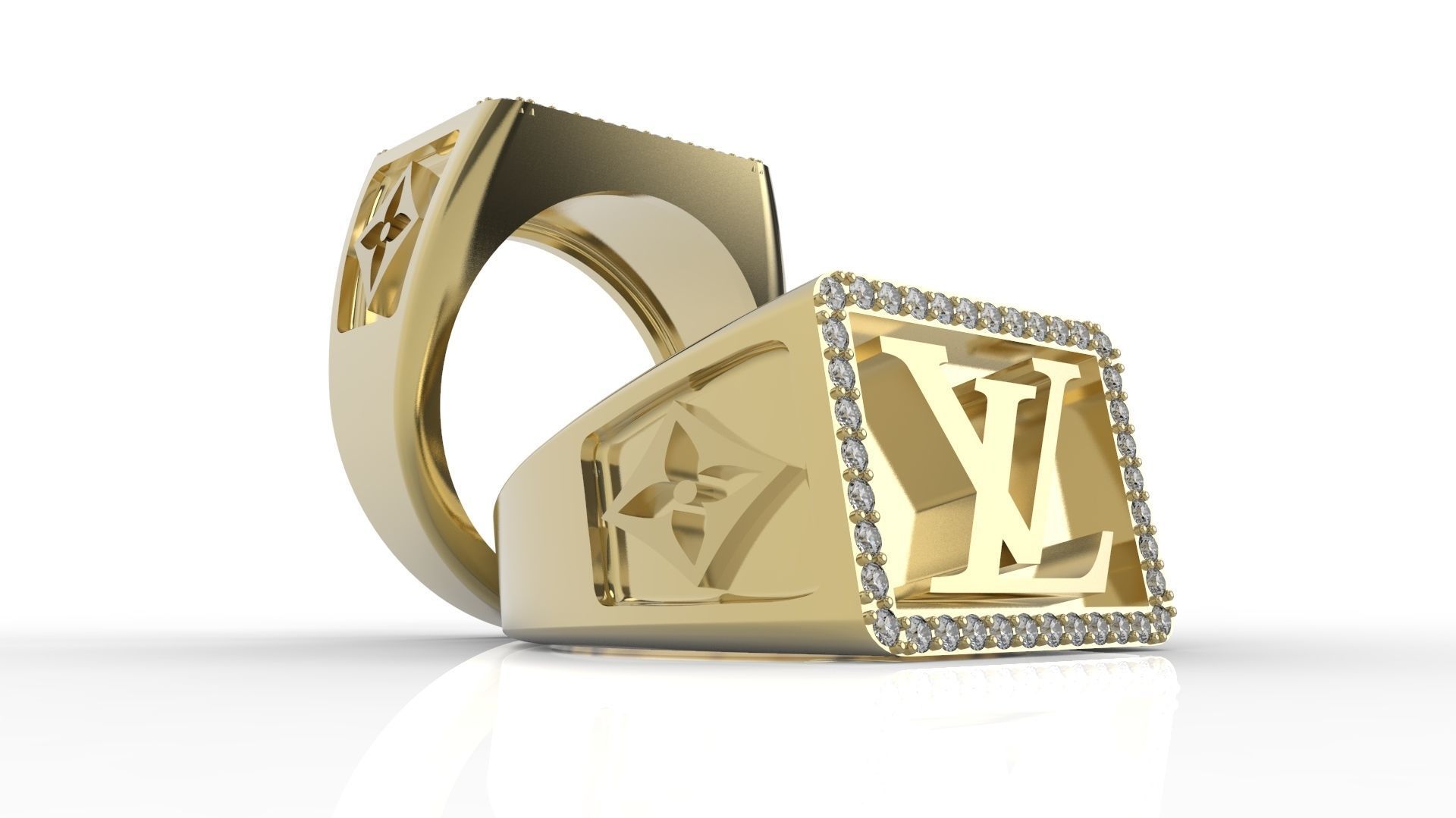 Louis vuitton LV ring men man gems 3D model 3D printable CGTrader