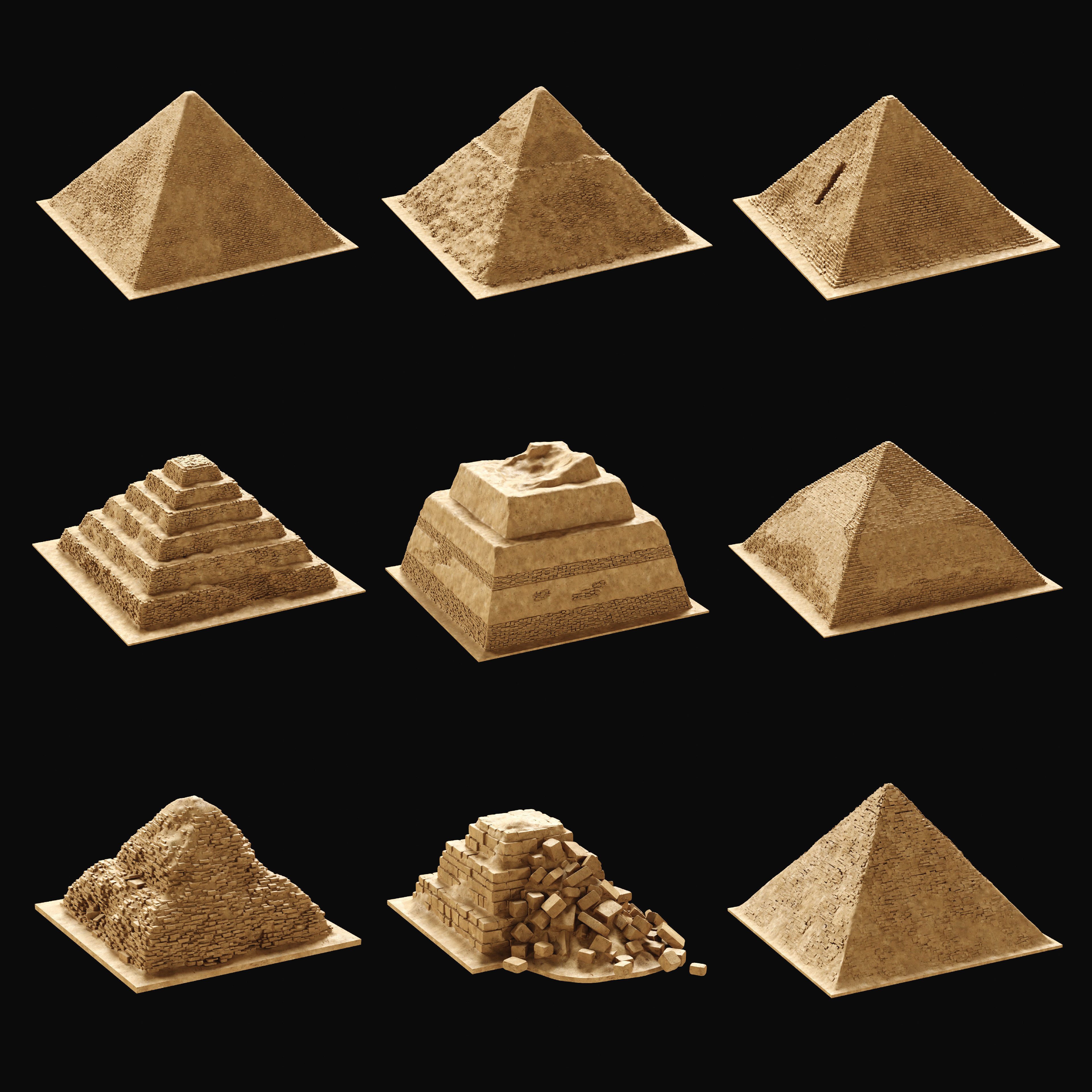 3D model EGYPTIAN PYRAMID ANCIENT EGYPT TEMPLE TOMB COLLECTION VR / AR ...