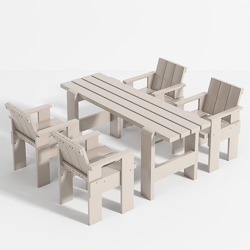 Hay garden table and chair 3D model CGTrader