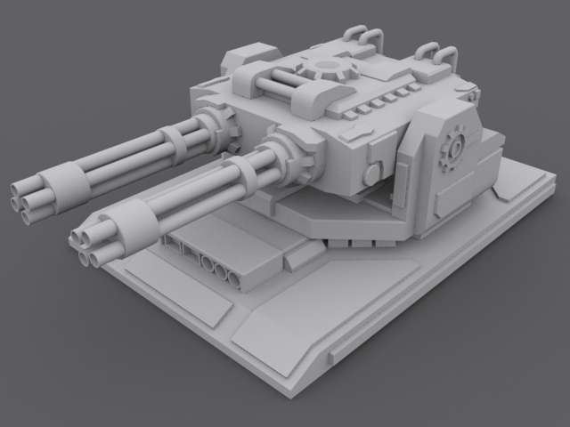 GatlingTurret Low-poly 3D model