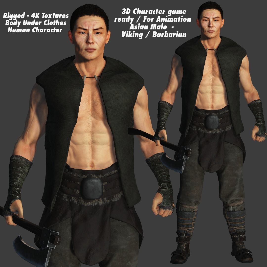 Realistic Rig 3D model AAA 3D ASIAN MALE VIKING BARBARIAN -REALISTIC RIG GAME ...
