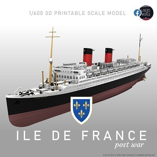 SS ILE DE FRANCE post war ocean liner print ready 1-600 version