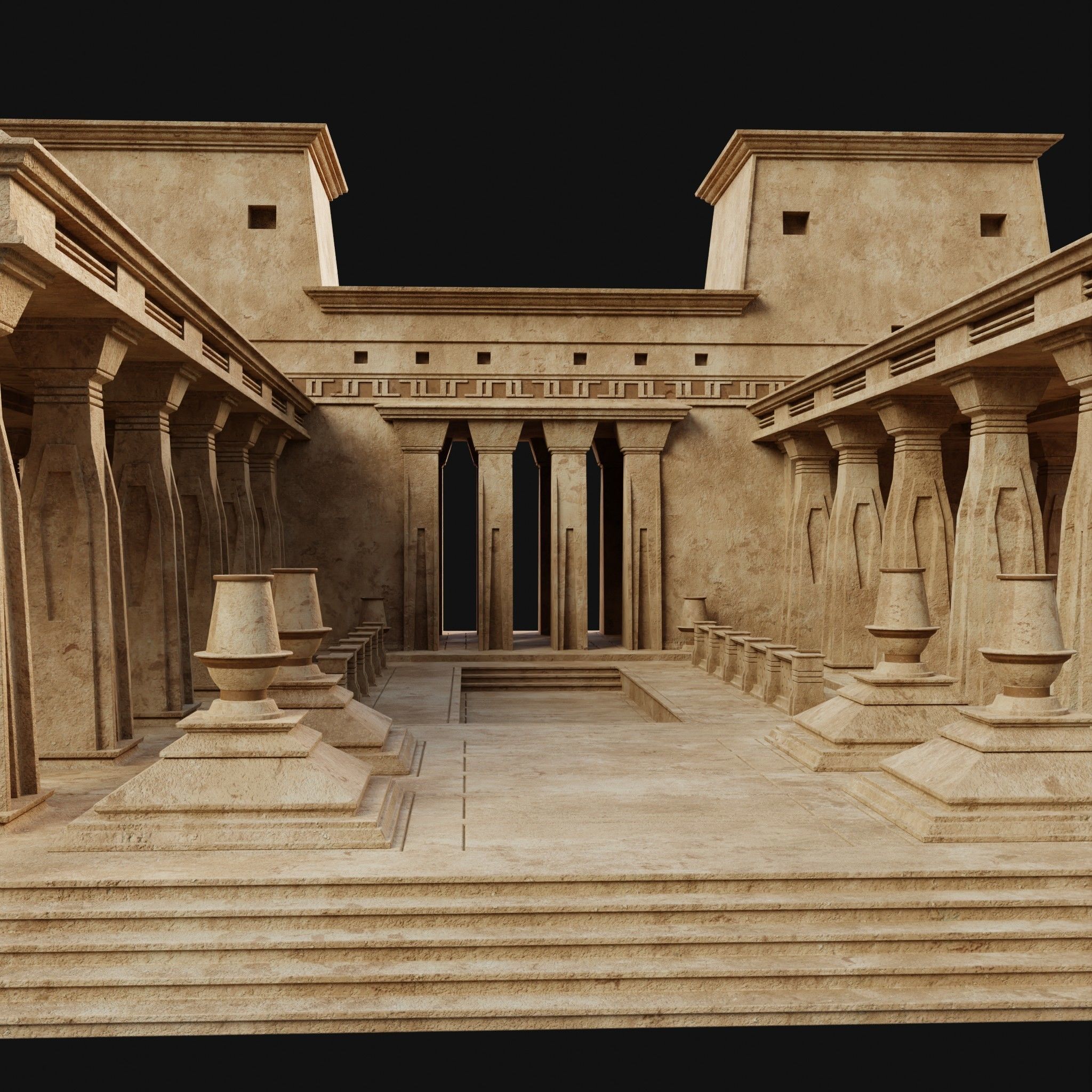 3D model EGYPTIAN ANCIENT ATRIUM TEMPLE EGYPT BATHHOUSE COLLECTION VR / AR / lowpoly CGTrader