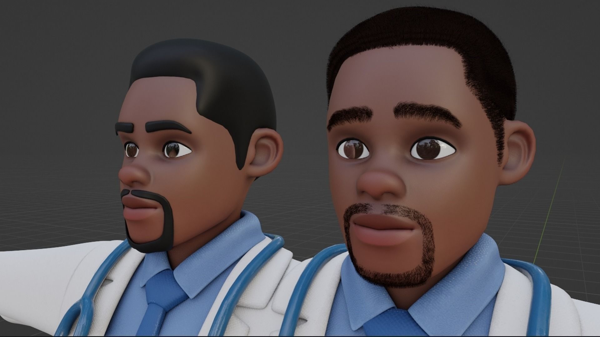 3D model Black Doctor Cartoon Male Character VR / AR / low-poly rigged ...