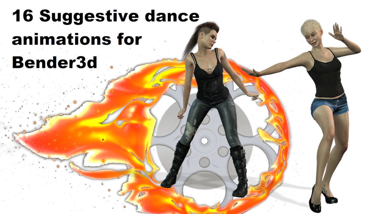 16 Suggestive dance Animations for Blender 3d 3D model animated rigged