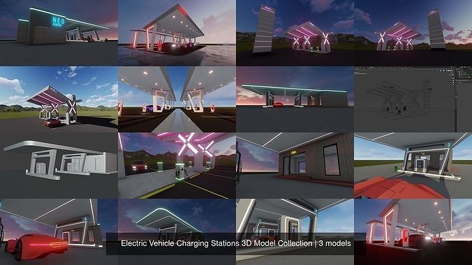 Electric Vehicle Charging Stations 3d Model Collection Cgtrader Electric Vehicle Charging Stations 3d Model Collection Cgtrader