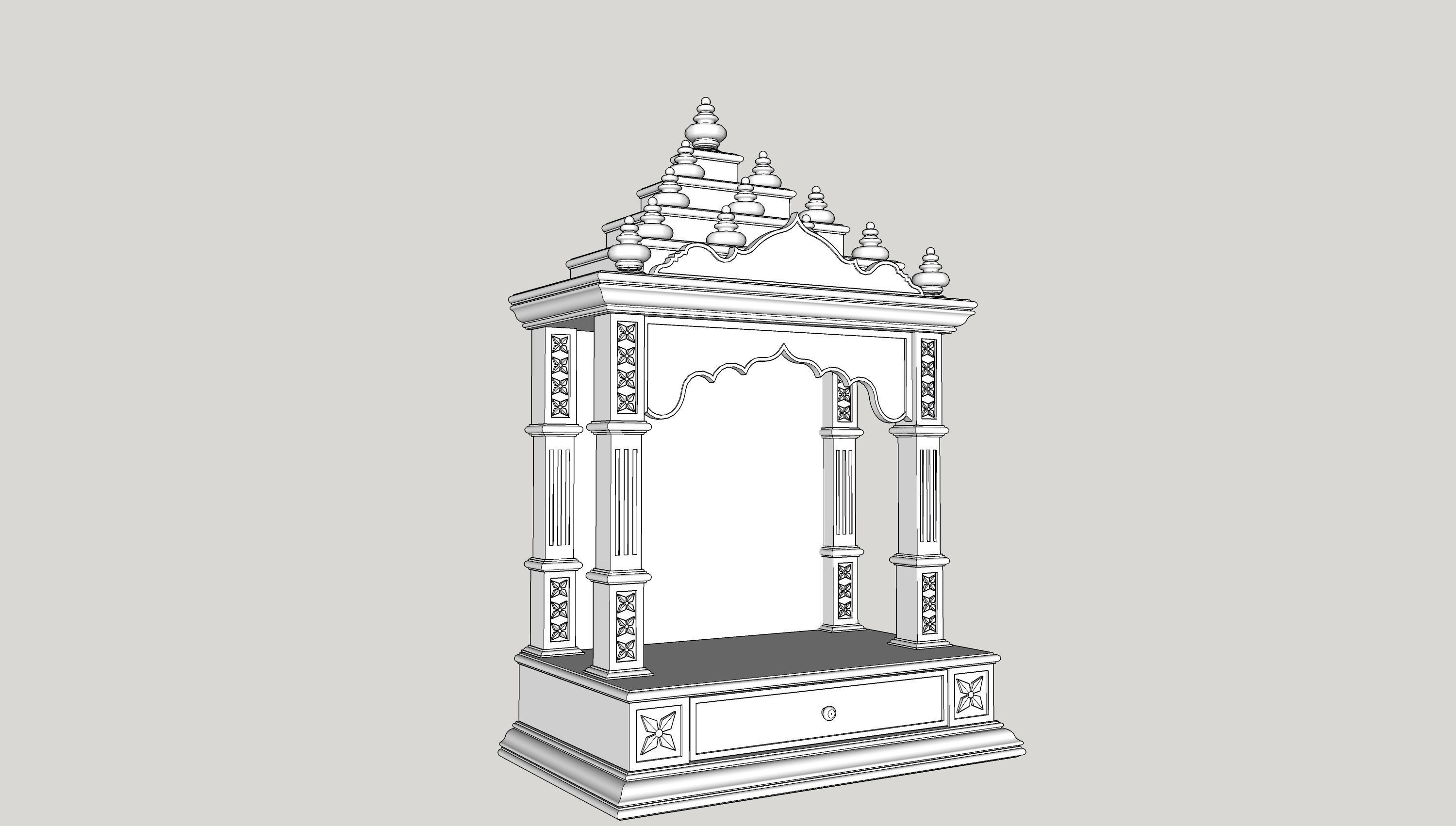3D model indian jodhpuri stone jharokha temple VR / AR / lowpoly