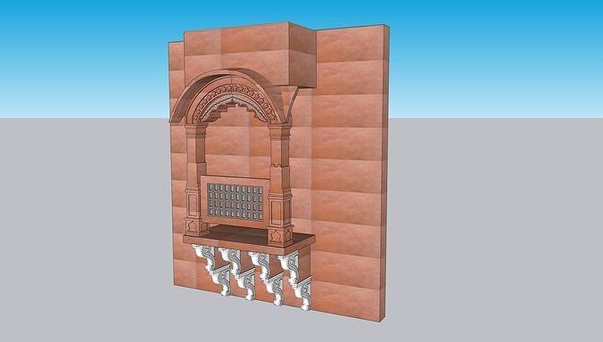 Window Rajasthaniskp 3D model indian jodhpuri stone jharokha window VR / AR / low-poly ...