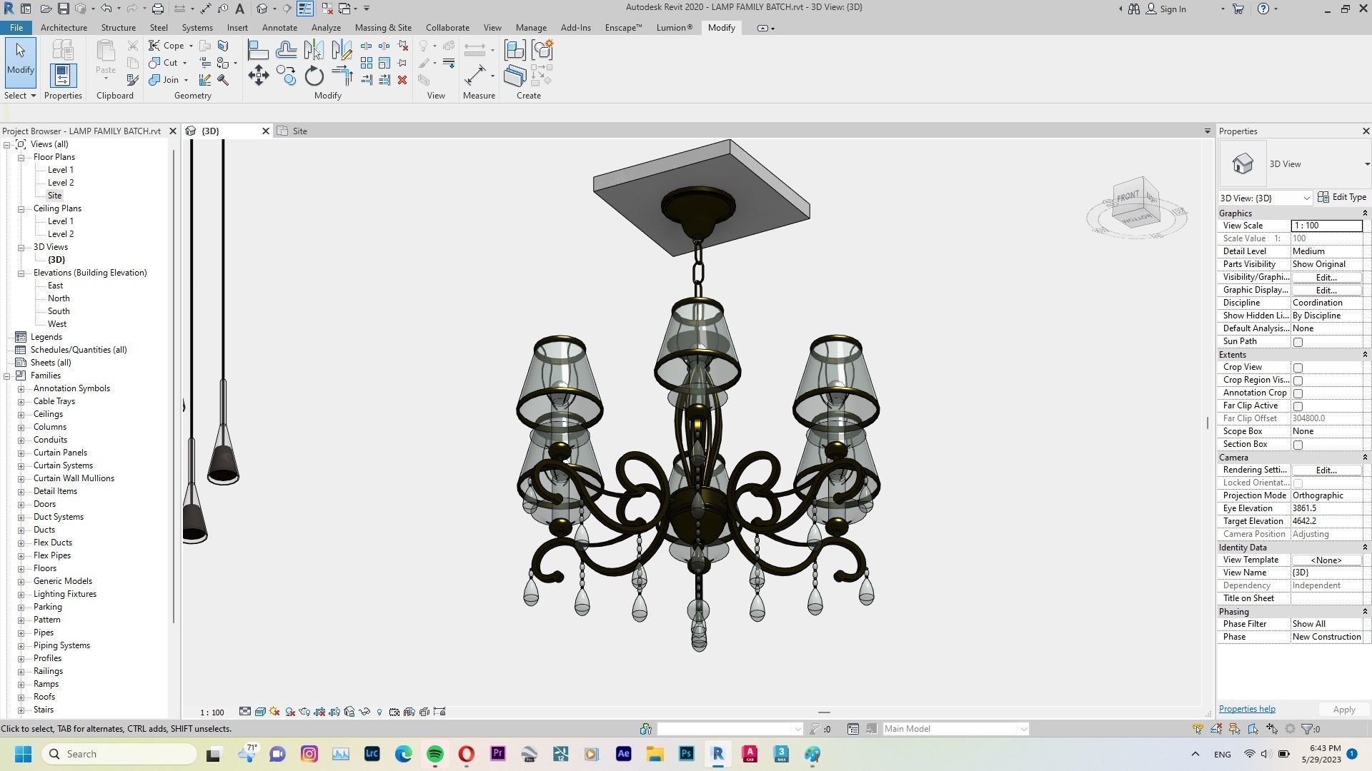 Lamp - Case - Hanging - Chandelier - Revit Family Interior 3D model ...