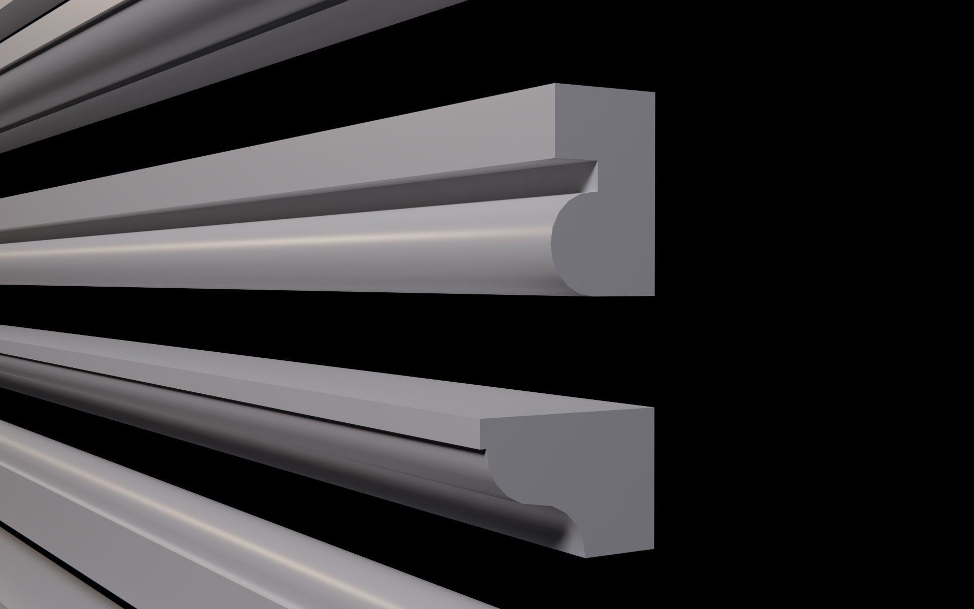 3D model Moldings Collection 3 20 classical moldings profiles VR / AR