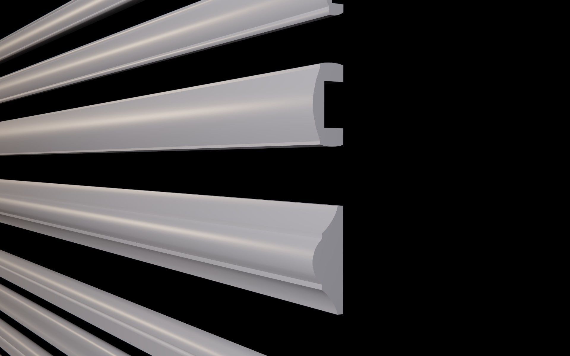 3D model Moldings Collection 3 20 classical moldings profiles VR / AR