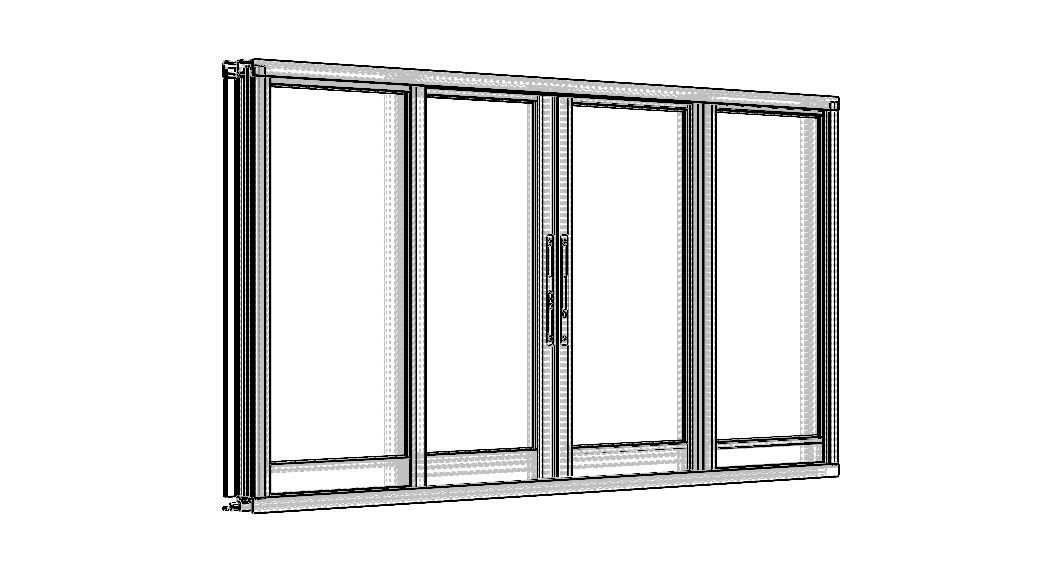 Aluminium Sliding Window 4 Panels 3D model rigged | CGTrader