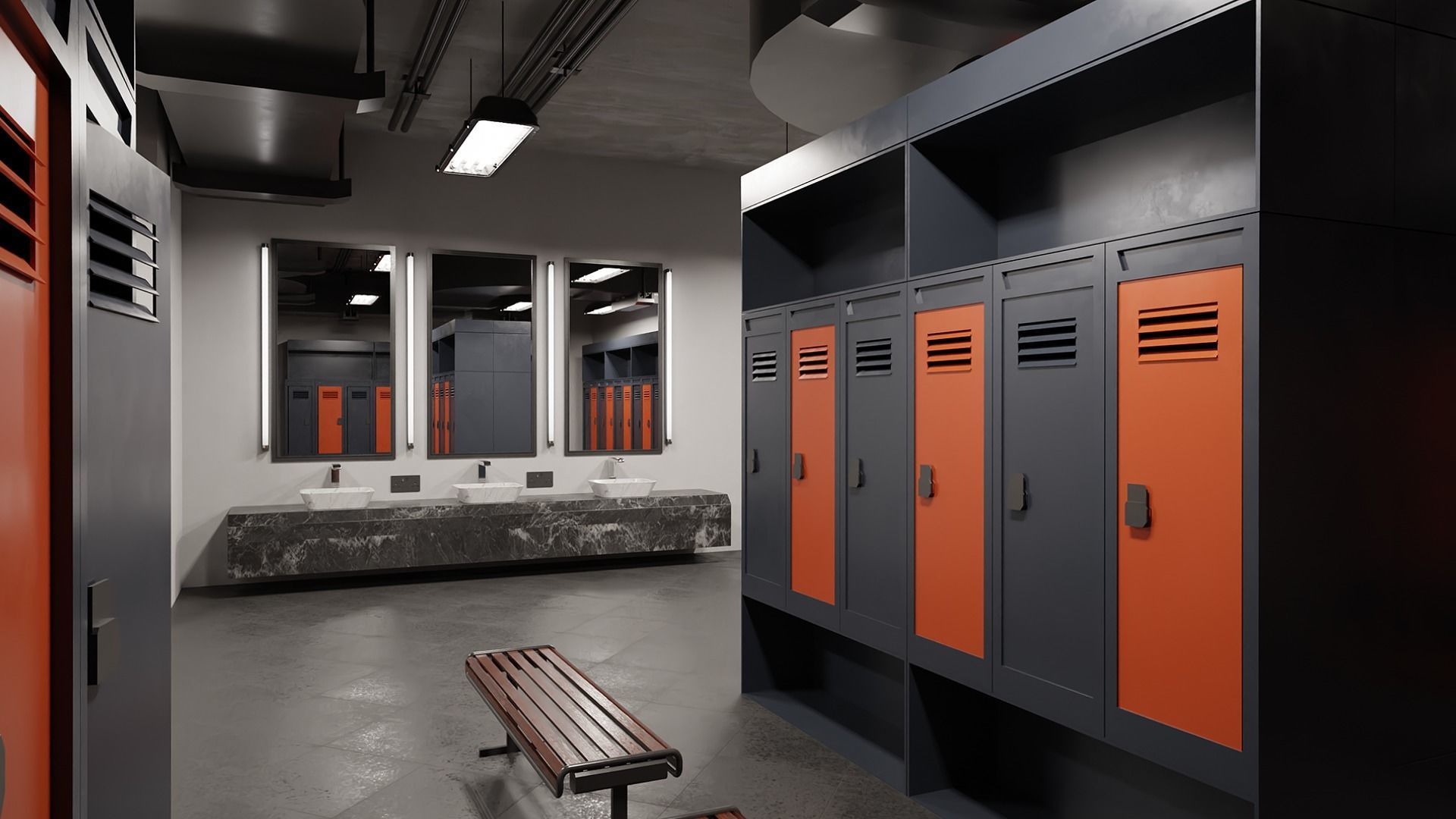 3D model Modern Gym Locker Room VR / AR / lowpoly CGTrader