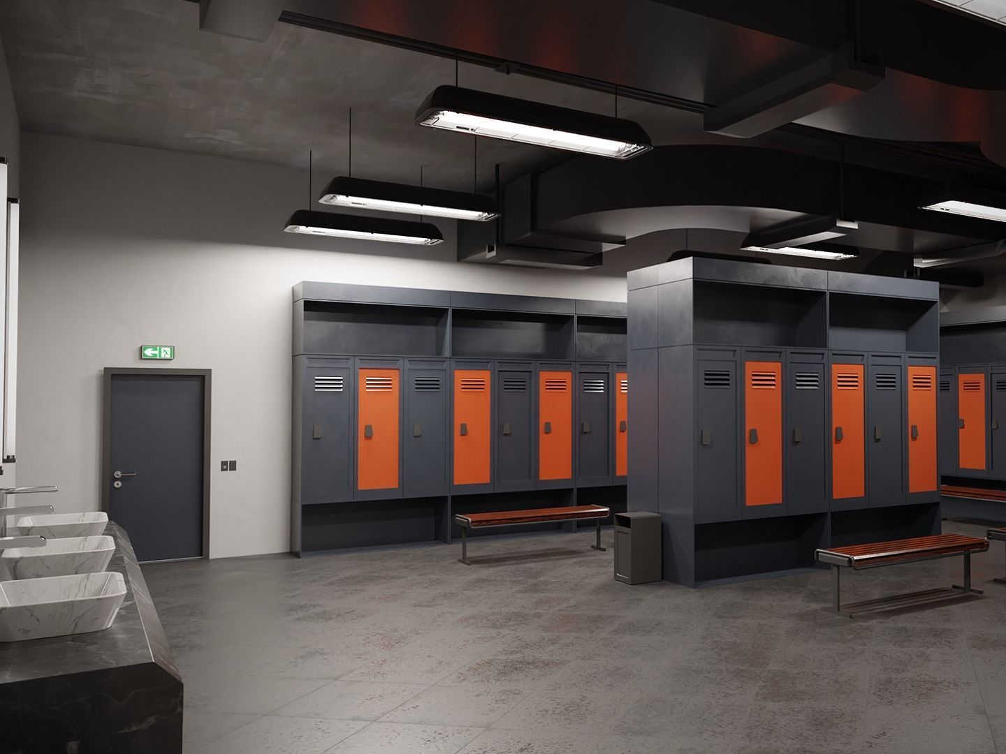3D model Modern Gym Locker Room VR / AR / lowpoly CGTrader