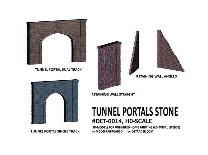 DET-0014 Tunnel portals cut stone H0-scale 3D model 3D printable | CGTrader
