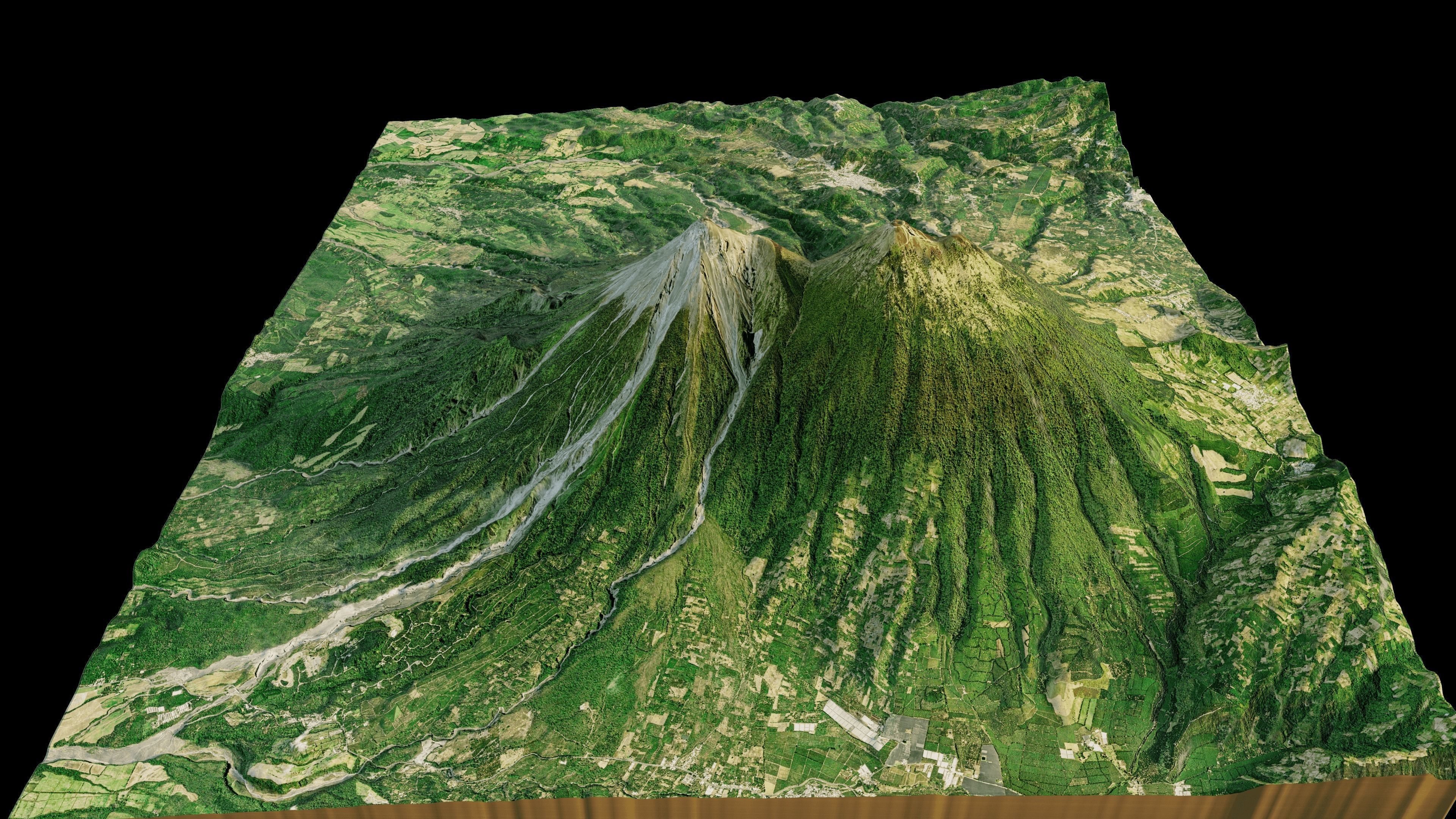Fuego volcano and acatenango terrain 3d model 3D model | CGTrader