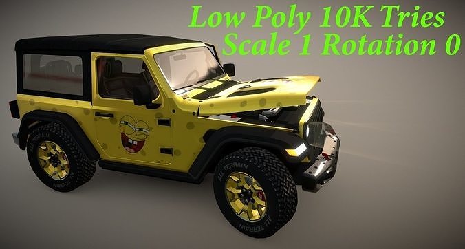 3D Model Jeep Wrangler Rubicon Cartoon Texture Extra Low-Poly 3D.