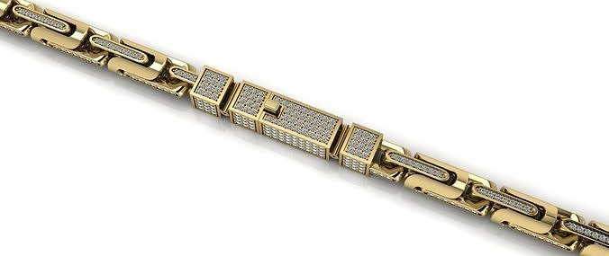 Chain Necklace With Diamonds 3D model 3D printable | CGTrader
