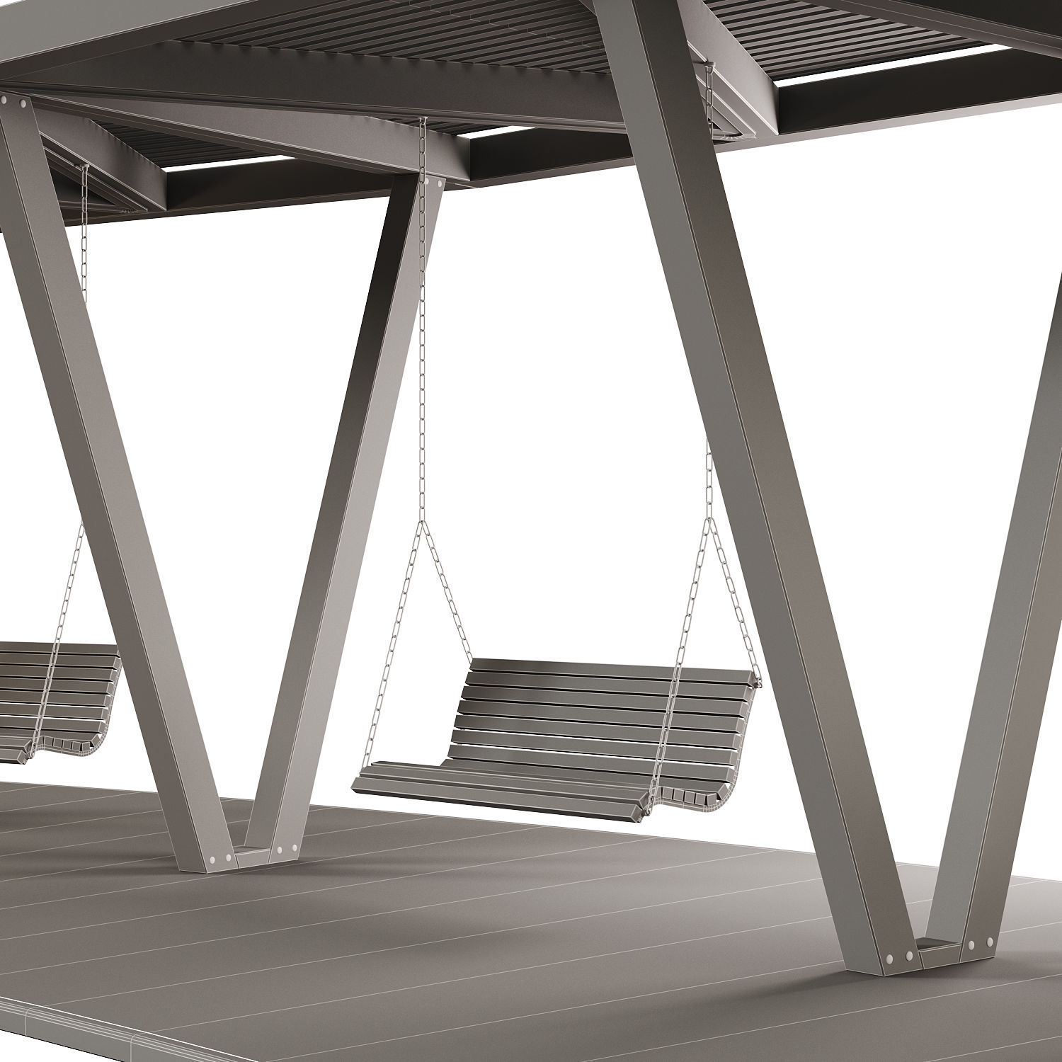 Pergola with swings benches 3D model | CGTrader
