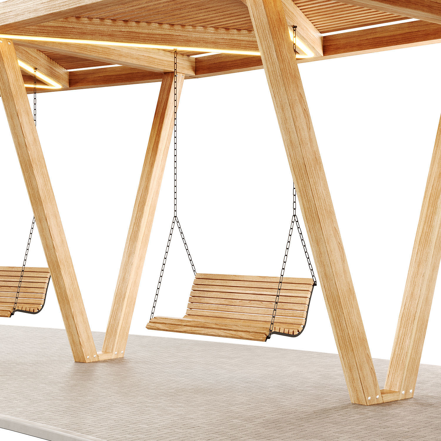 Pergola with swings benches 3D model | CGTrader