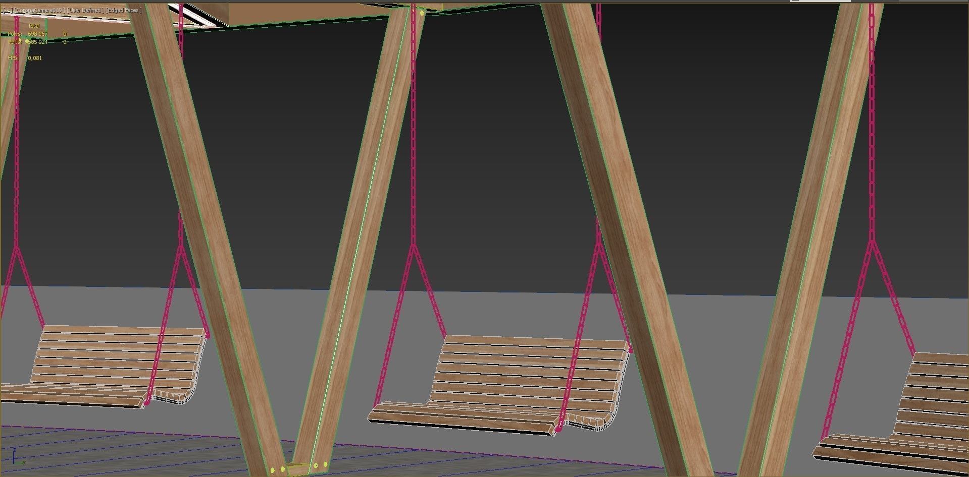 Pergola with swings benches 3D model | CGTrader
