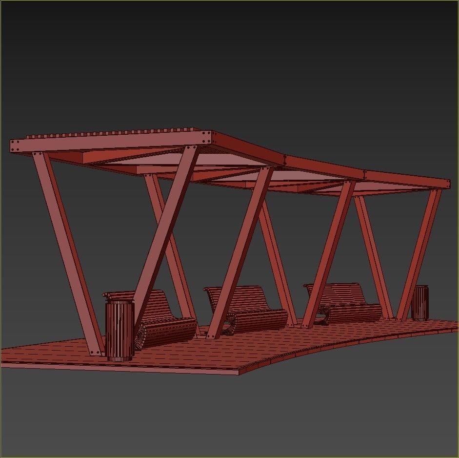 Pergola with swings benches 3D model | CGTrader