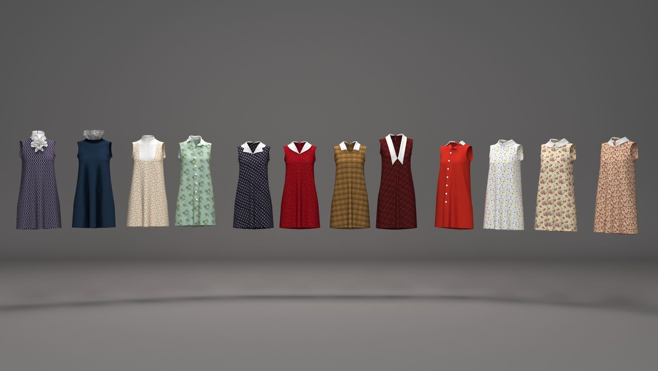 Pack of 12 different Collars 3D model CGTrader