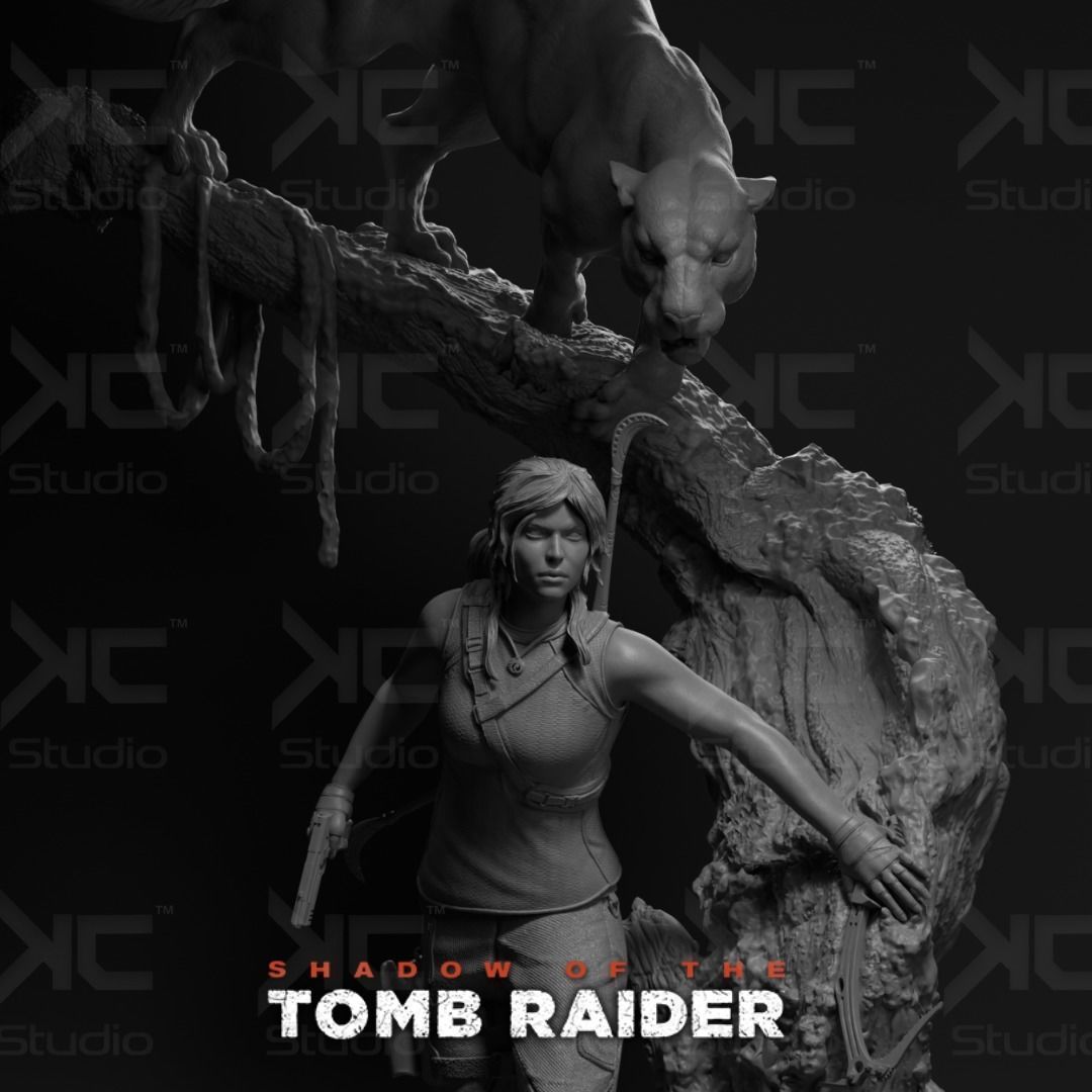 Lara Croft Statue FanArt 3D model 3D printable | CGTrader