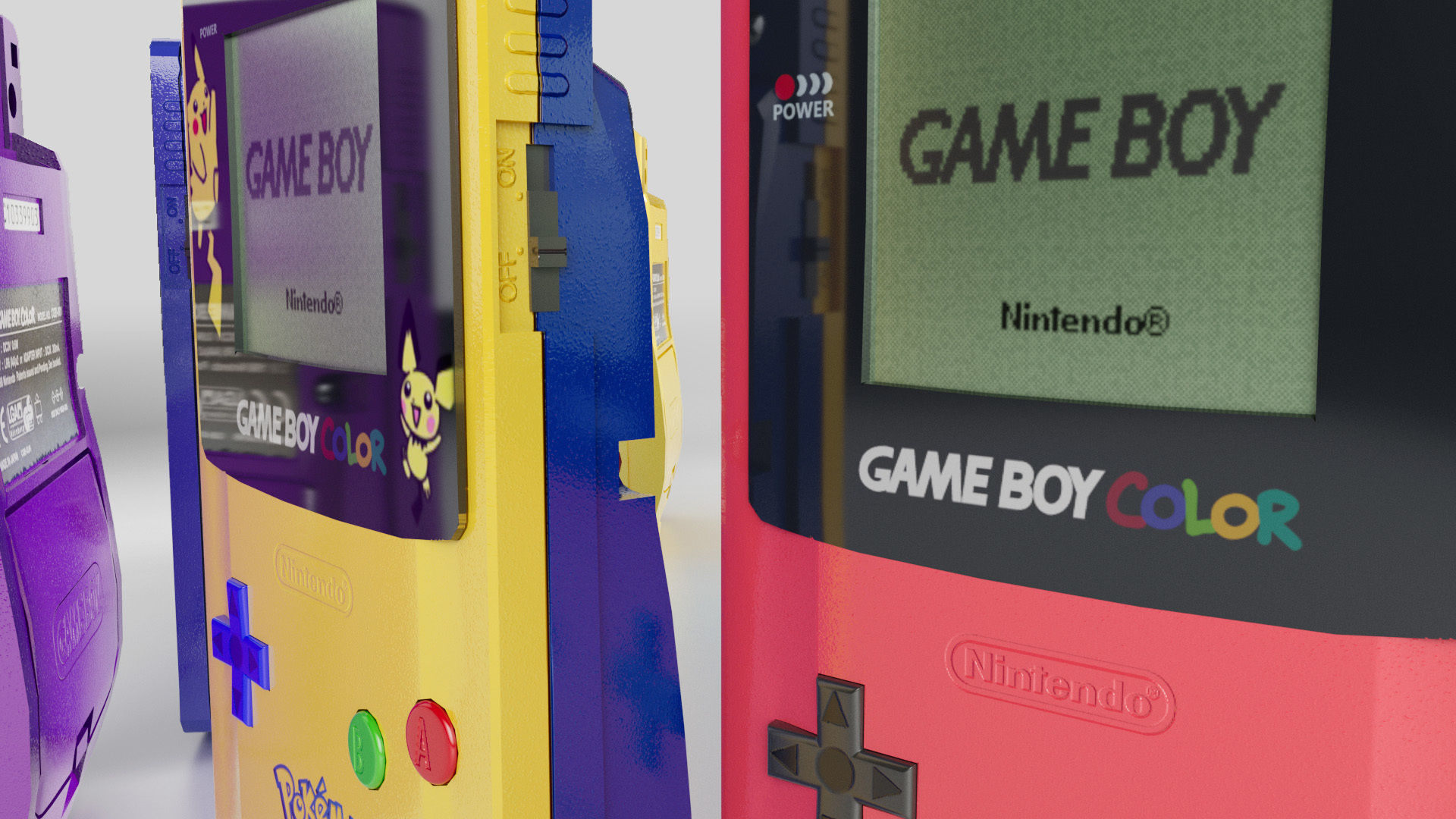Nintendo Gameboy 6 colors and one collector 3D model | CGTrader