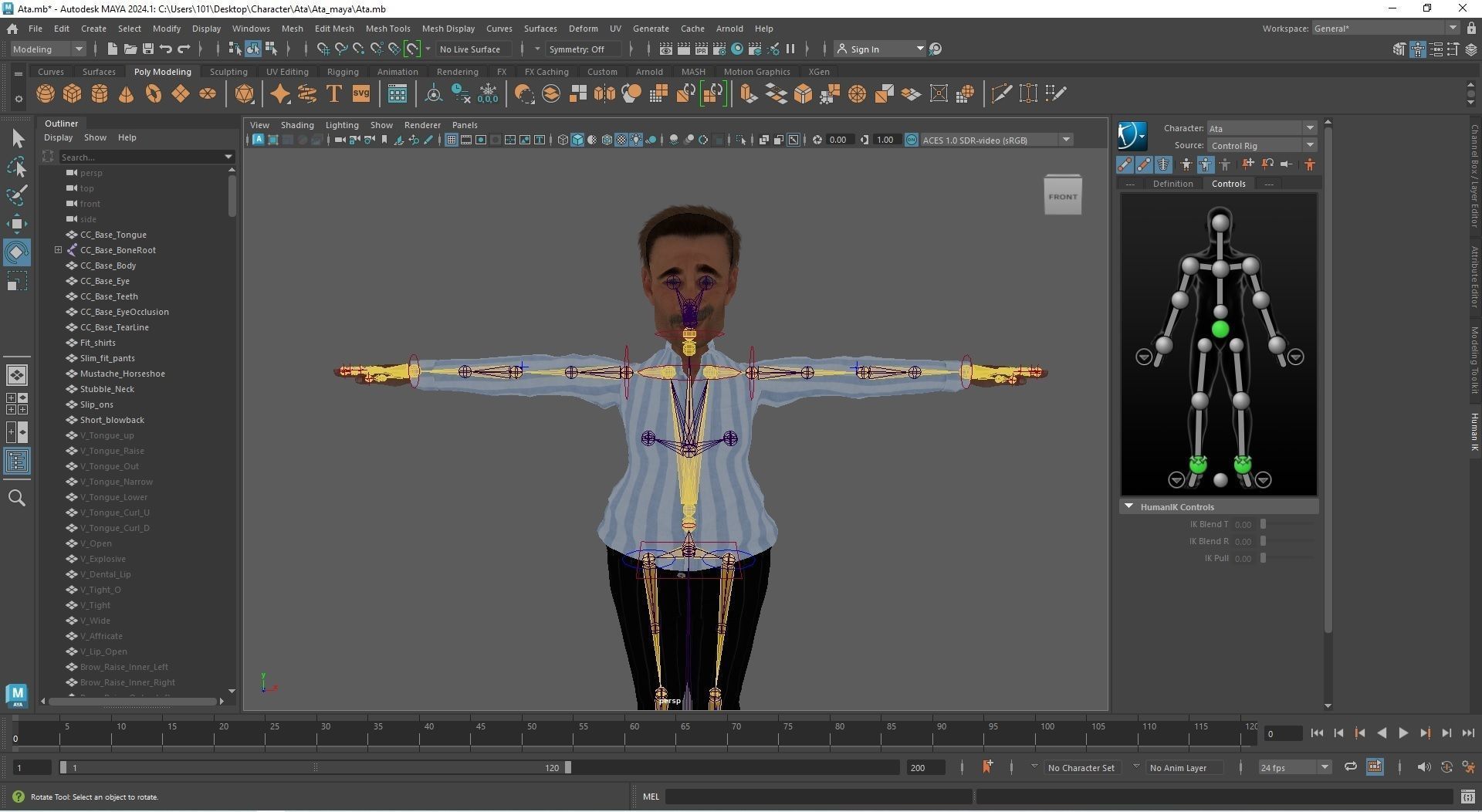 3D model Ata Rigged Animated 2500 free animation Tutorial VR / AR / low ...