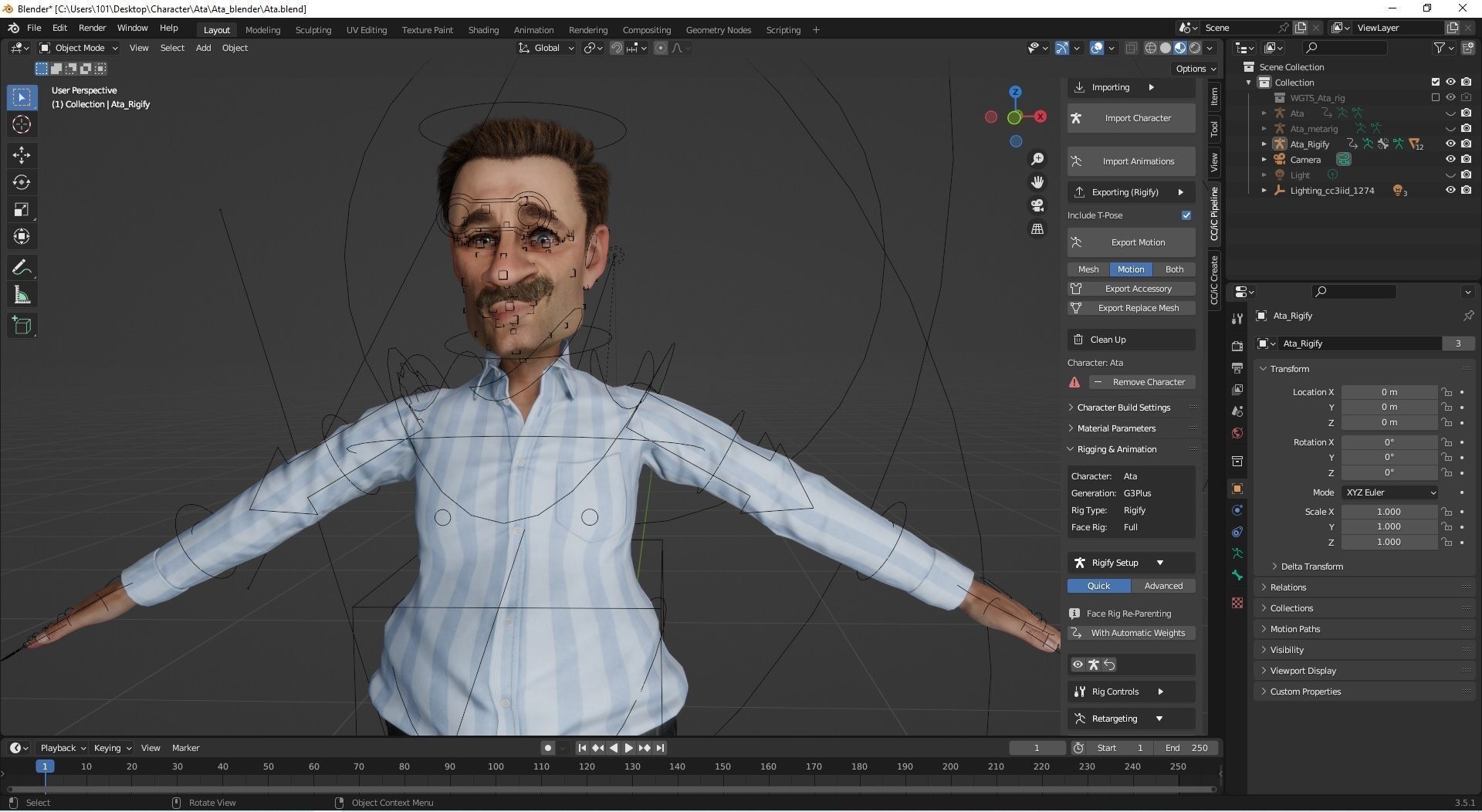 3D model Ata Rigged Animated 2500 free animation Tutorial VR / AR / low ...