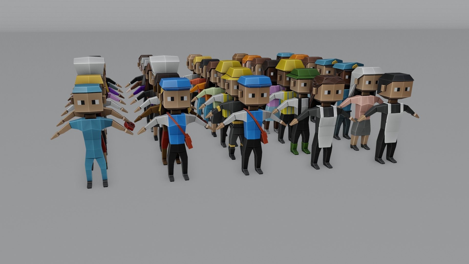 3D model Low Poly Town Characters Pack VR / AR / low-poly | CGTrader