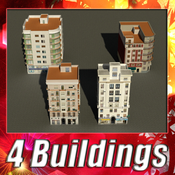 Building Collection 29-32 Low-poly 3D model