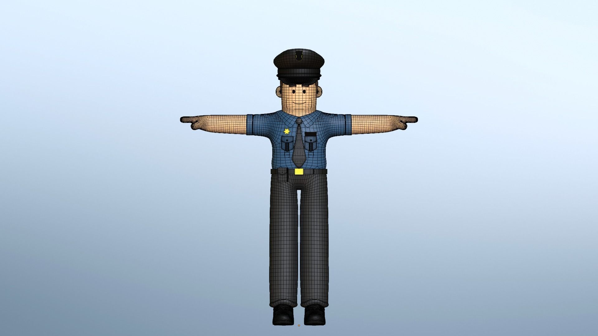 Cop Character Design Minimal Cop Cartoon Character 3D model rigged | CGTrader