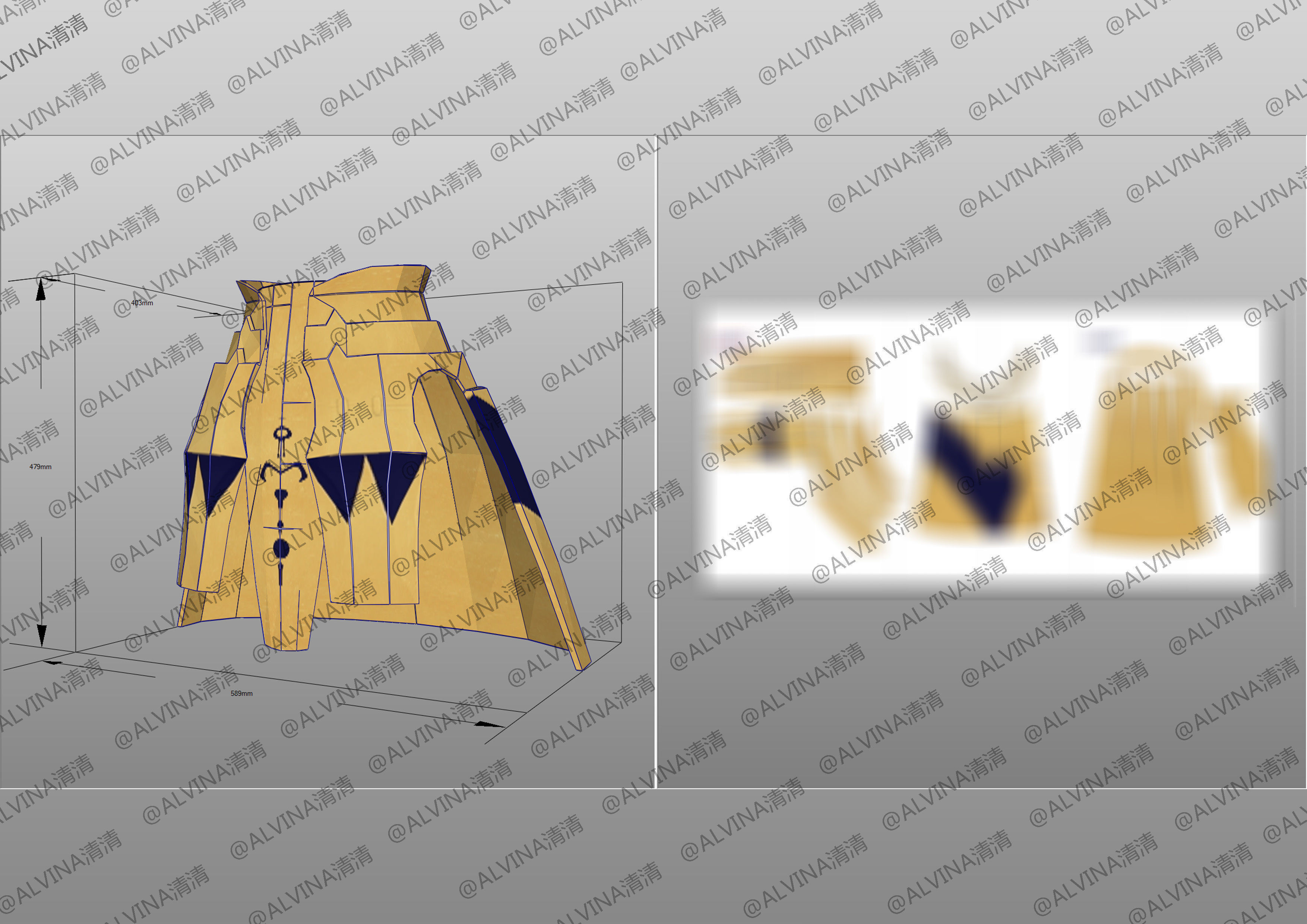 3D model Fate Gilgamesh Armor - Cosplay Pepakura Foam Full VR / AR ...