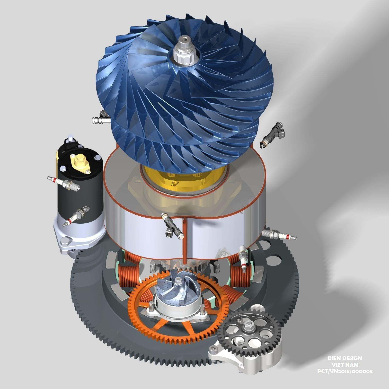 Two stroke rotary engine 3D model 3D printable CGTrader