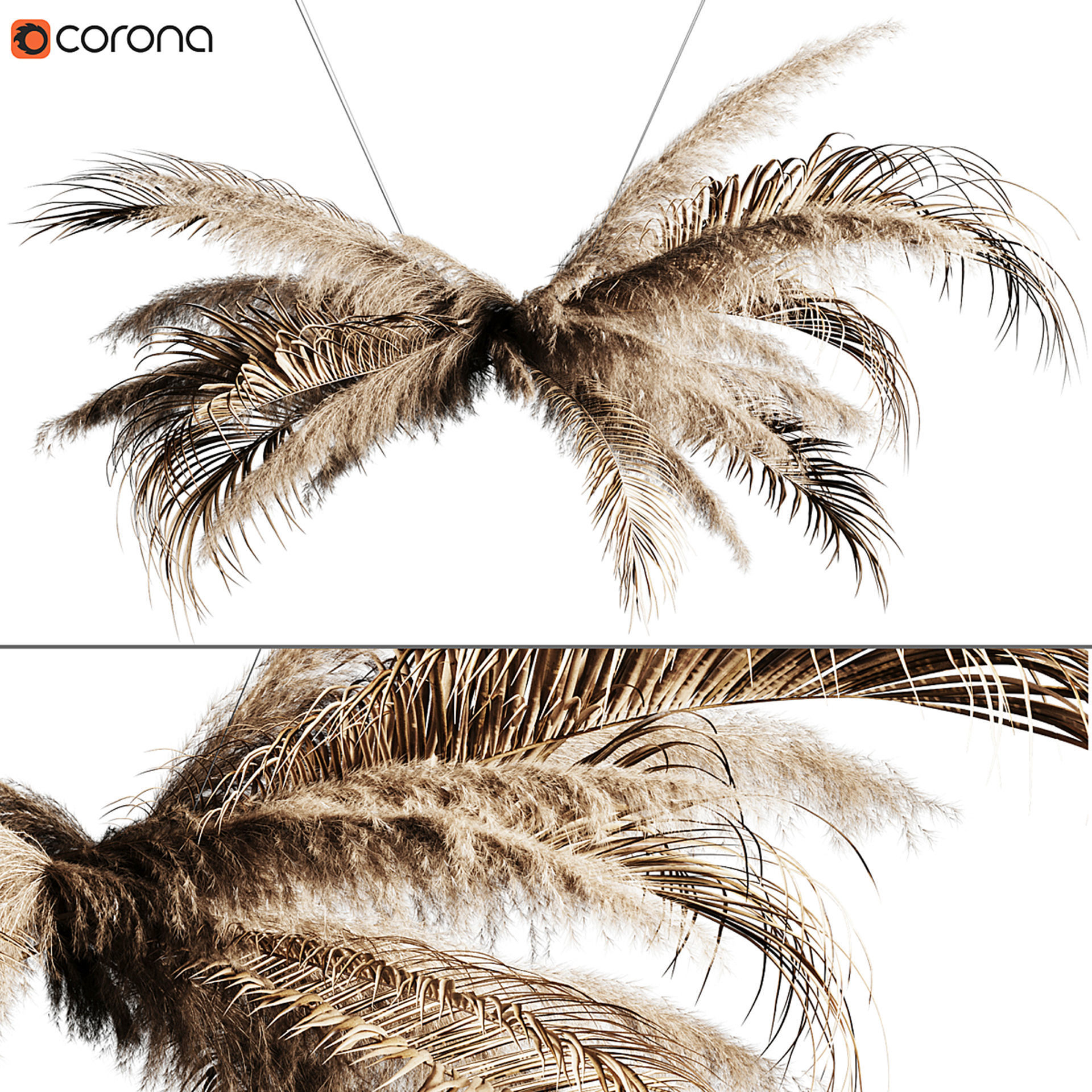 Pampas grass chandelier 3D model CGTrader