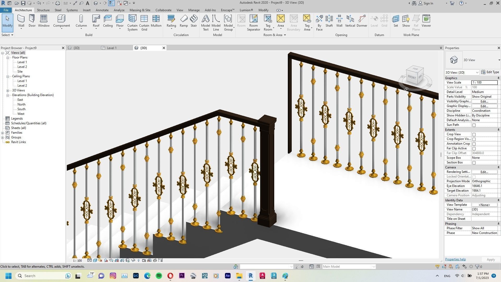 Classic Railing Revit Family type 008 3D model CGTrader