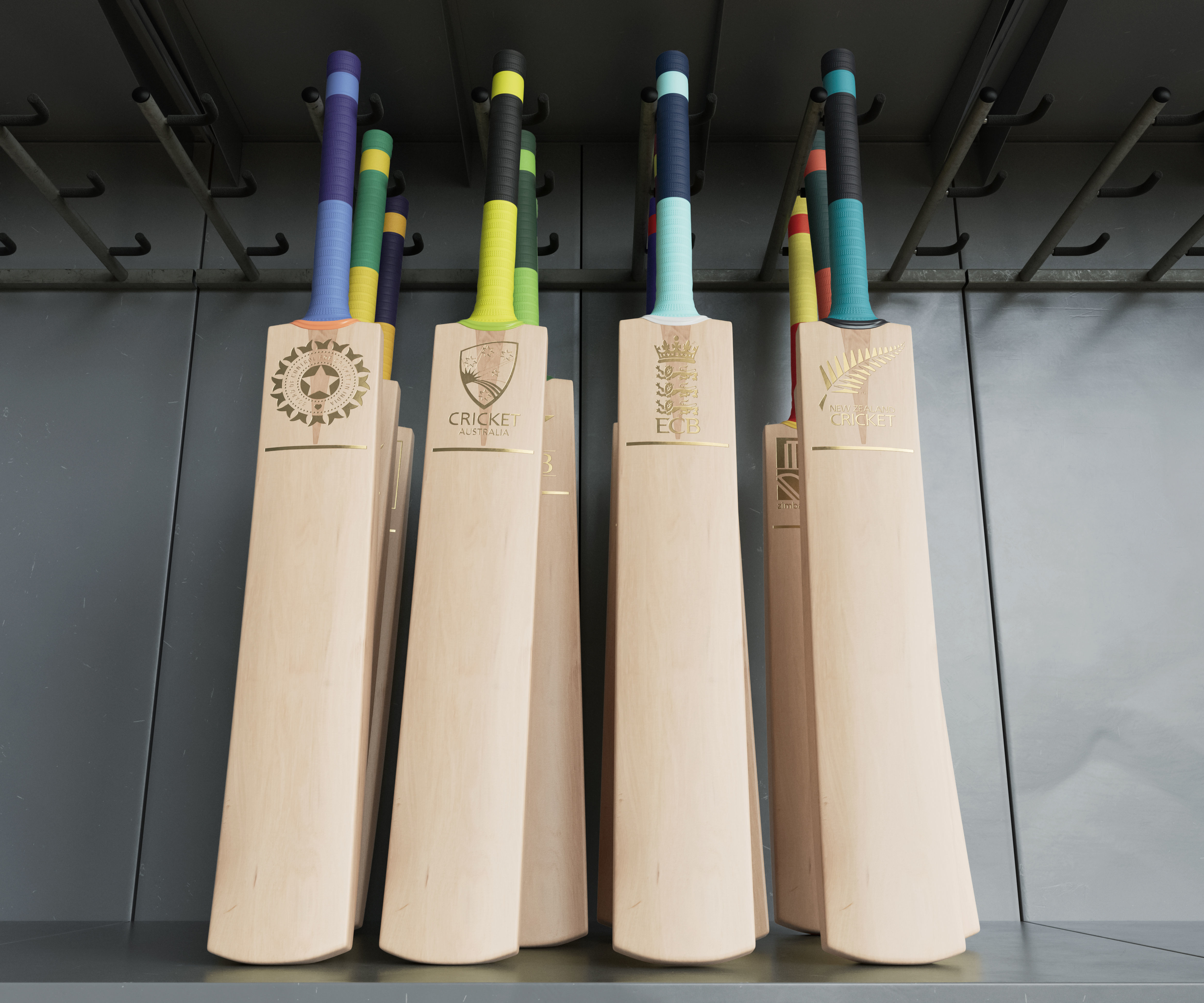 Icc Cricket Bad Branded Bat Display Rack 3D model CGTrader