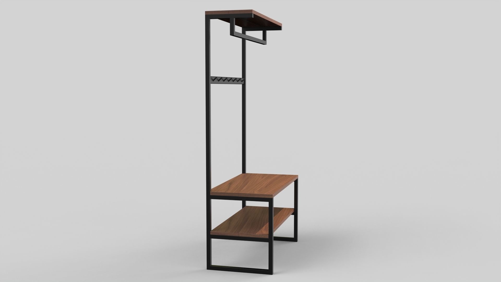 Coat rack metal and wood 02 3D model CGTrader