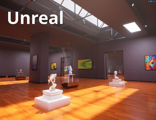 3D model Art gallery showroom interior Unreal engine project VR / AR ...