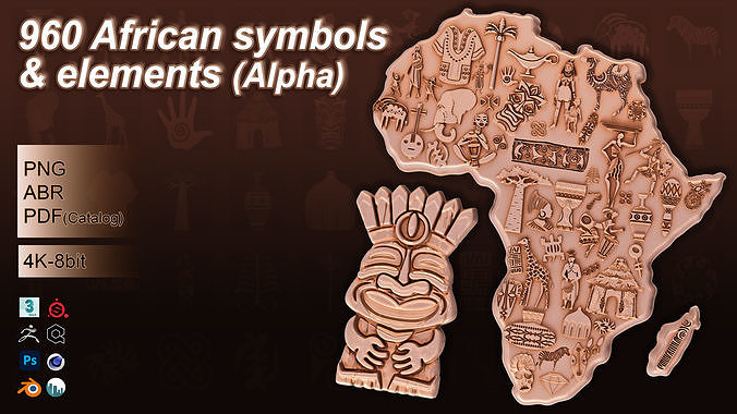 960 African symbols and elements Alpha 3D model | CGTrader