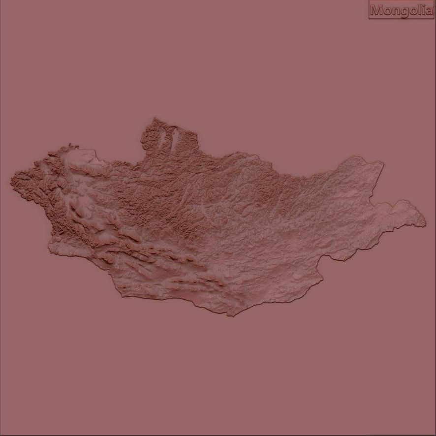 Mongolia Terrain Topography Elevation DEM Geography Landscape 3D model