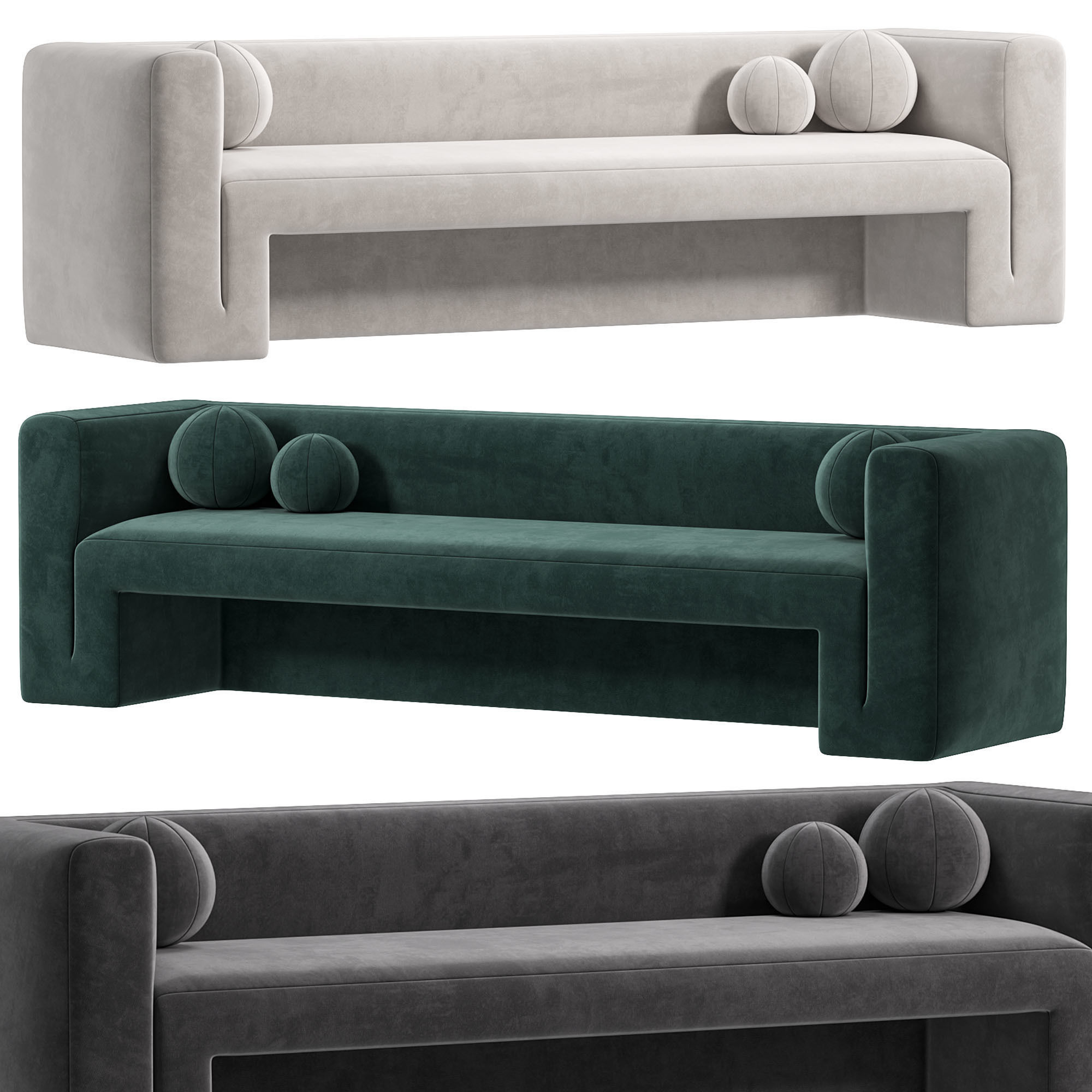 MATRA DEEP TEAL VELVET SOFA BY CB2 3D model CGTrader