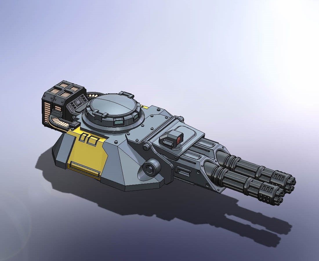 Double MiniGun Turret VW Talos pattern 3D model 3D printable CGTrader
