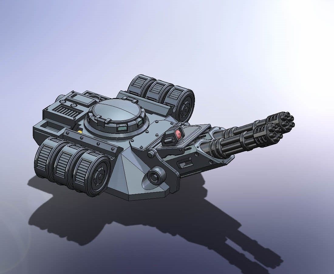 Double MiniGun Turret VW Talos pattern 3D model 3D printable CGTrader