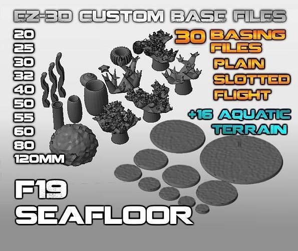F19 - SEAFLOOR 20-120mm Round Bases 3D model 3D printable | CGTrader